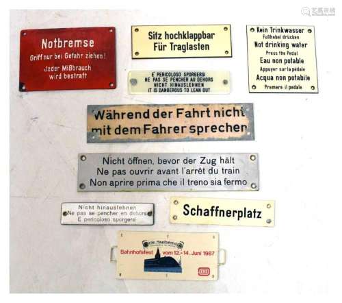 Nine German railway carriage signs