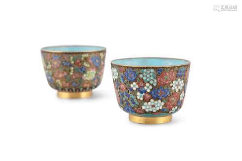 A NEAR PAIR OF CHAMPLEVE ENAMEL CUPS Possibly China, Circa 1...