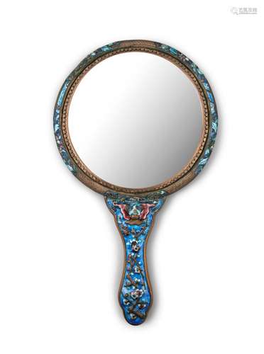 AN ENAMELLED COPPER HAND / FACE MIRROR China, Circa 1920s Ri...