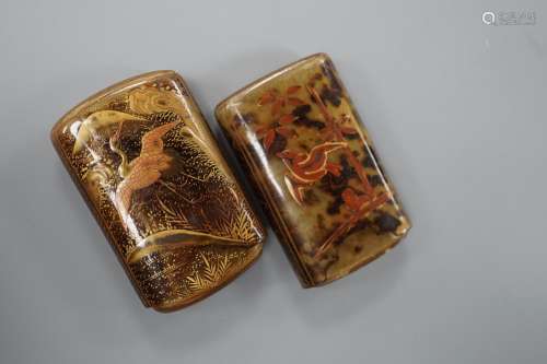 Two Japanese gilt lacquered tortoiseshell cigarette cases, 8...
