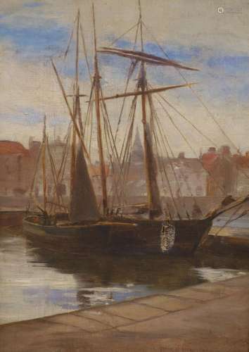Frank H. Swinstead, oil on canvas, Stonehaven harbour, signe...