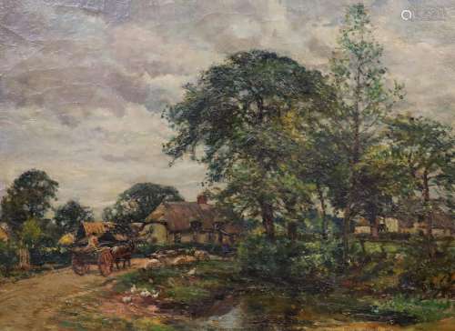 William Mark Fisher (1841-1923) Cart passing a duck pond, a ...