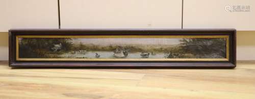 P. Allison Ball, oil on canvas, Waterbirds upon a pond, indi...