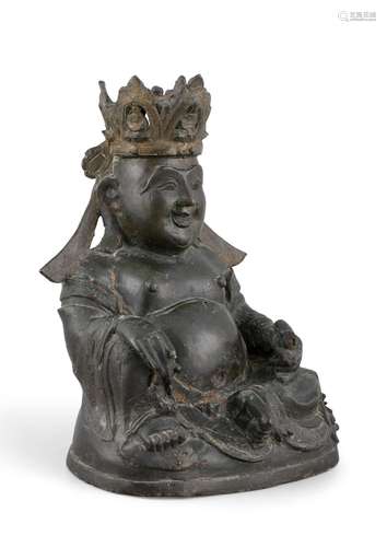 A BRONZE FIGURE OF BUDAI China, Possibly late Ming Dynasty a...