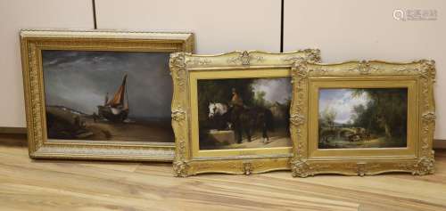 Three Victorian oils including William Shayer Senior, oil on...