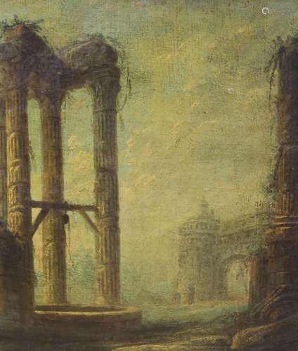 18th century Italian School. Classical ruins, oil on canvas ...