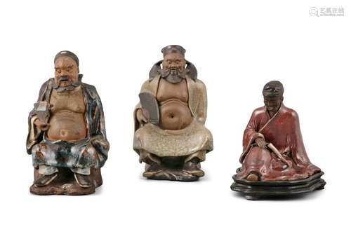 A GROUP OF THREE (3) SHIWAN SCULPTURES China, Shiwan , Fosha...