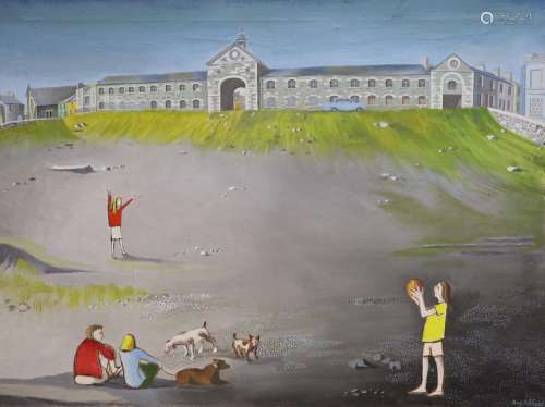 Mary Adshead (1904-1995), oil on canvas, Children playing be...