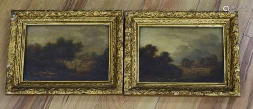 Late 18th century English School, pair of oils on wooden pan...