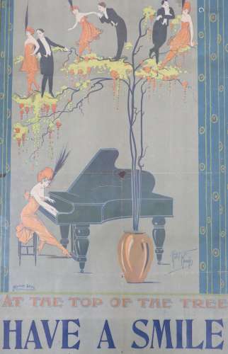 A 1920’s lithograph poster ‘At the Top of the Tree Have a Sm...