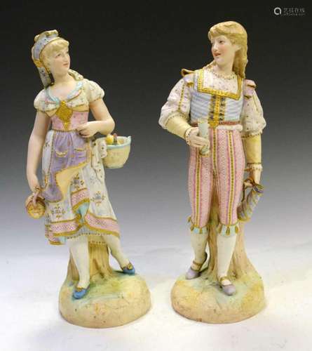 Pair French bisque porcelain figures