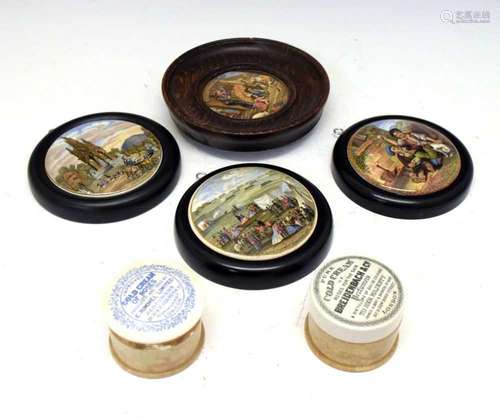 Prattware pot lids, etc.