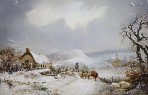 E.C.Williams (1839-1865), oil on canvas, Winter landscape, s...
