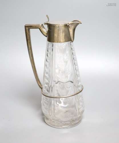 A George V silver mounted glass claret jug, Walker & Hal...