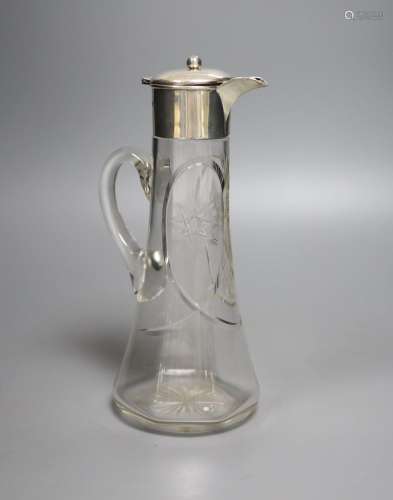 An Edwardian silver mounted glass claret jug, James Deakin &...