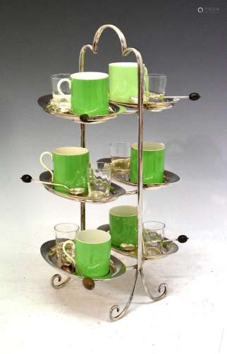 Art Deco silver-plated six setting coffee stand