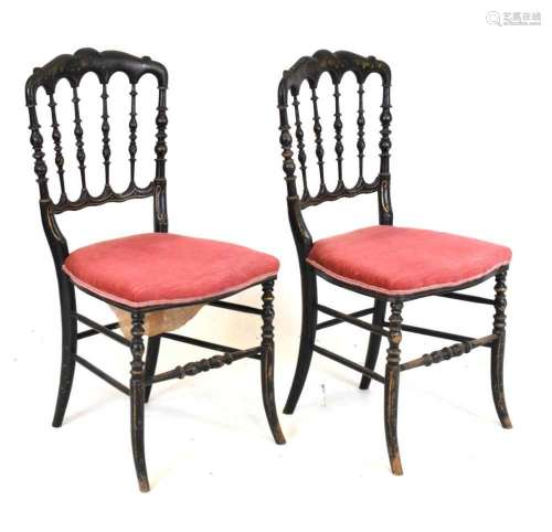 Pair of ebonised salon or Chiavari chairs
