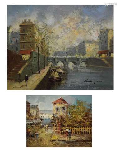 Three oils on canvas of Paris