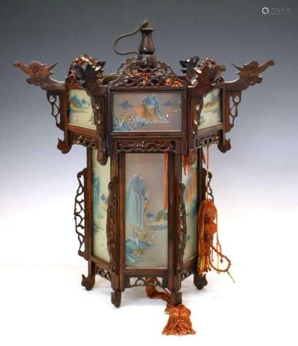 Chinese glass panelled lantern