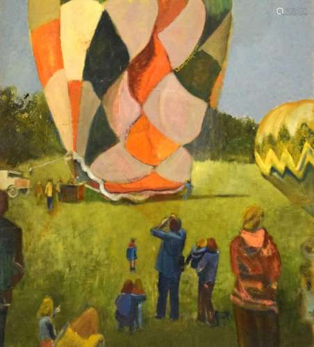 Audrey Lewis-Hopkins - Oil on board - Bristol Balloon Festiv...