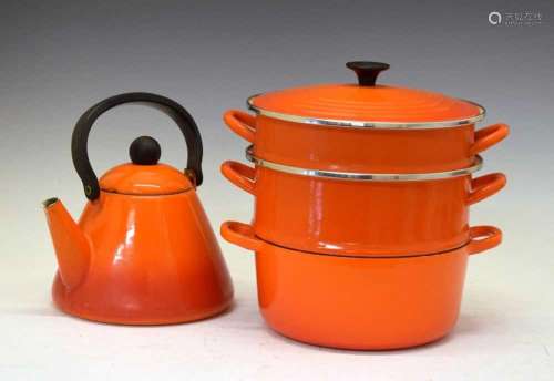 Le Creuset enamel steaming pan and kettle