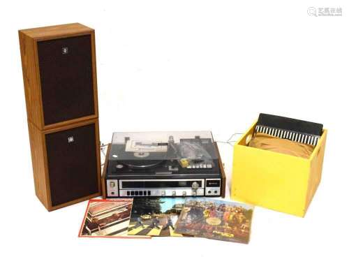 Sanyo Model G2711 record player & speakers, together wit...