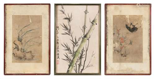 A GROUP OF THREE (3) PAINTINGS China It is comprised of: - a...