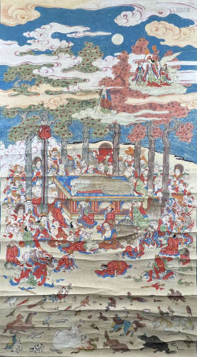 佚名 佛祖涅槃图   纸夲 立軸带盒