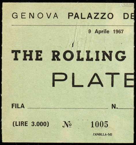 The Rolling Stones: Genoa concert ticket, April 9, 1967