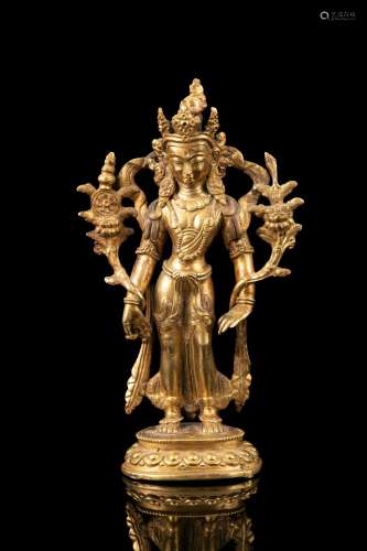 A GILT BRONZE SCULPTURE OF VAJRAPANI Tibeto Chinese, Modern ...