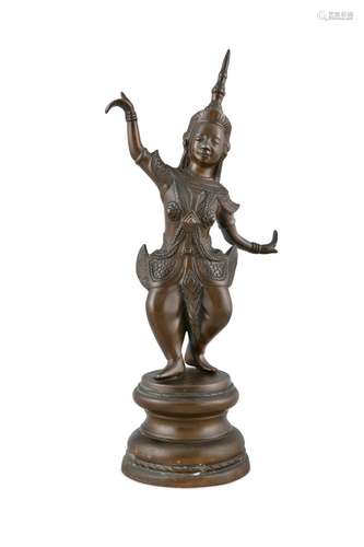 A BRONZE SCULPTURE OF A SIAM DANCER / APSARA Vietnam, Attibu...