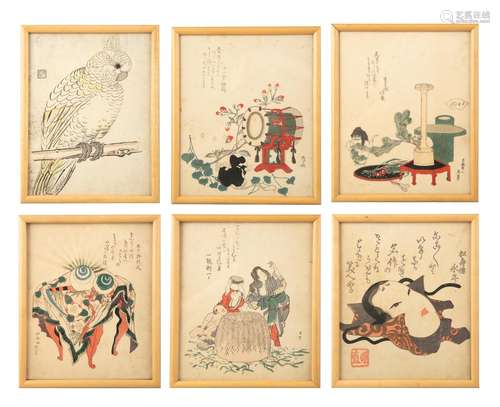 A SUITE OF SIX (6) SURIMONOS Japan, Meiji to Taisho period D...