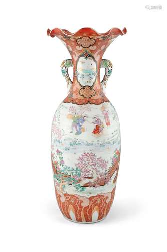 A MASSIVE KUTANI ‘BIJIN’ PORCELAIN FLOOR VASE BY THE WORKSHO...