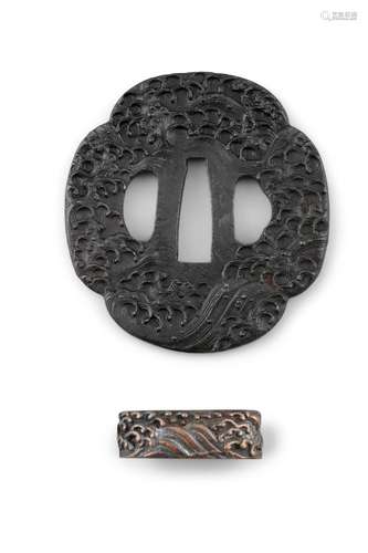 A MOKKO GATA TSUBA WITH SIGNATURE Japan, Meiji period Wrough...