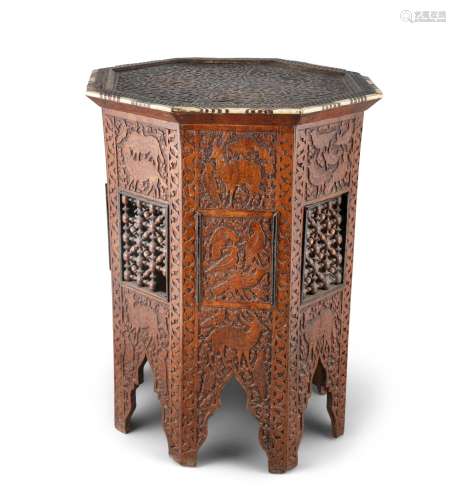 A SYRIAN WOODEN SELLETTE / SIDE TABLE Syria, Circa 1900s-192...
