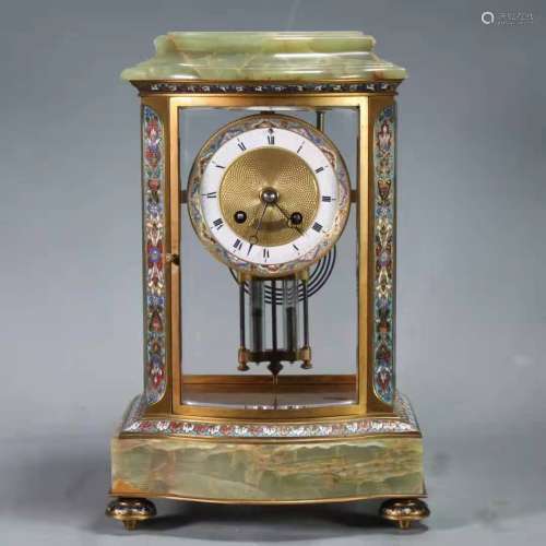 Agate Cloisonne Mechanical Clock