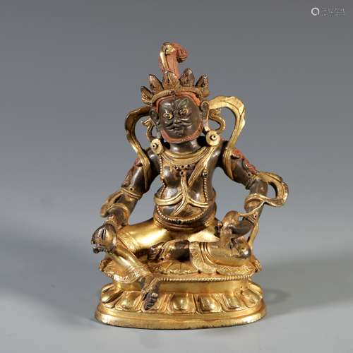 Bronze Gold Gilded Wealth Mammon Buddha Statue, China