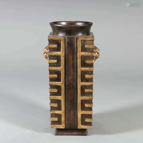 Bronze Gold Gilded Cong Style Bottle, China