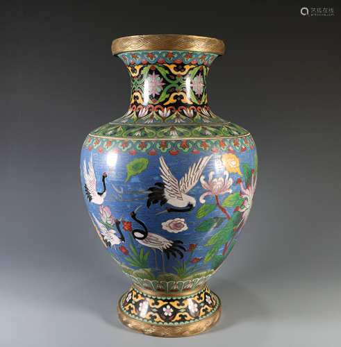 Cloisonne Crane Bottle, China