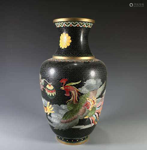 Cloisonne Dragon And Phoenix Bottle, China