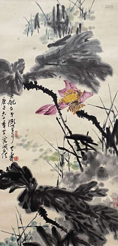Chinese Flower and Bird Painting Paper Scroll