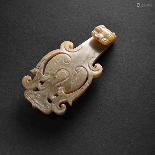 CHINESE HAN DYNASTY HETIAN JADE BELT HOOK