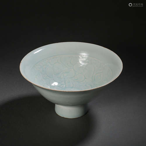 HUTIAN WARE GREEN GLAZE HIGH FOOT ZHAN, SOUTHERN SONG DYNAST...