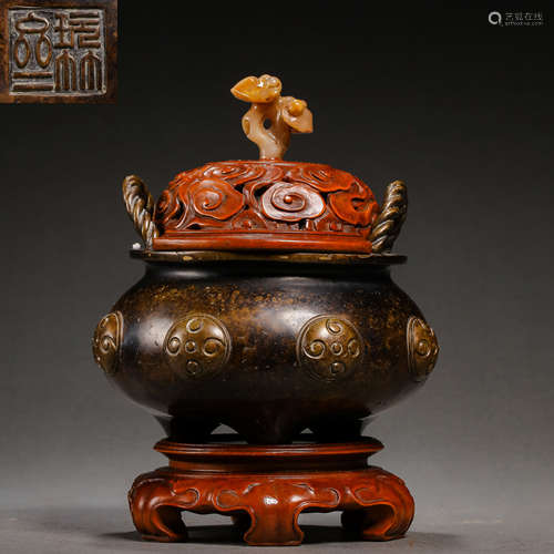 CHINESE MING DYNASTY BRONZE FURNACE WITH TWO EARS