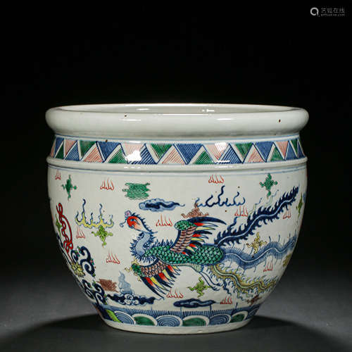 COLORFUL PHOENIX VATS FROM THE QING DYNASTY