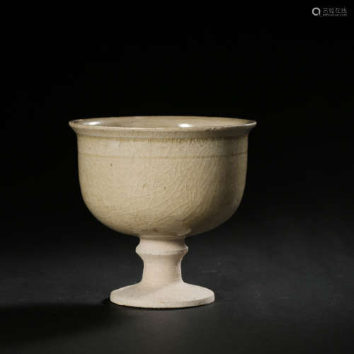 GONGXIAN WARE WHITE PORCELAIN HIGH-FOOT CUP, TANG DYNASTY, C...