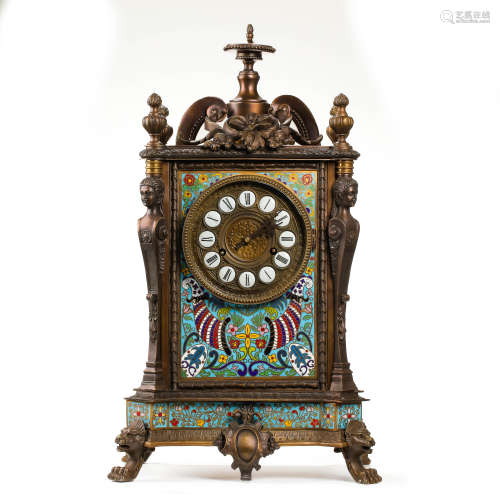 CHINESE QING DYNASTY ENAMELLED COPPER CLOCK