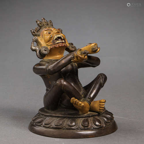 CHINESE QING DYNASTY GILT BRONZE BUDDHA SITTING STATUE