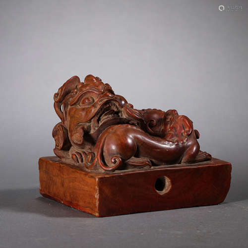 CHINESE ROSEWOOD SEAL, QING DYNASTY