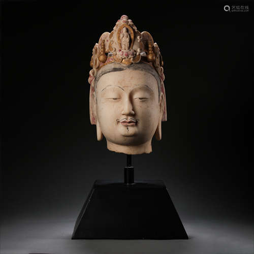 CHINESE WHITE MARBLE BUDDHA HEAD, TANG DYNASTY